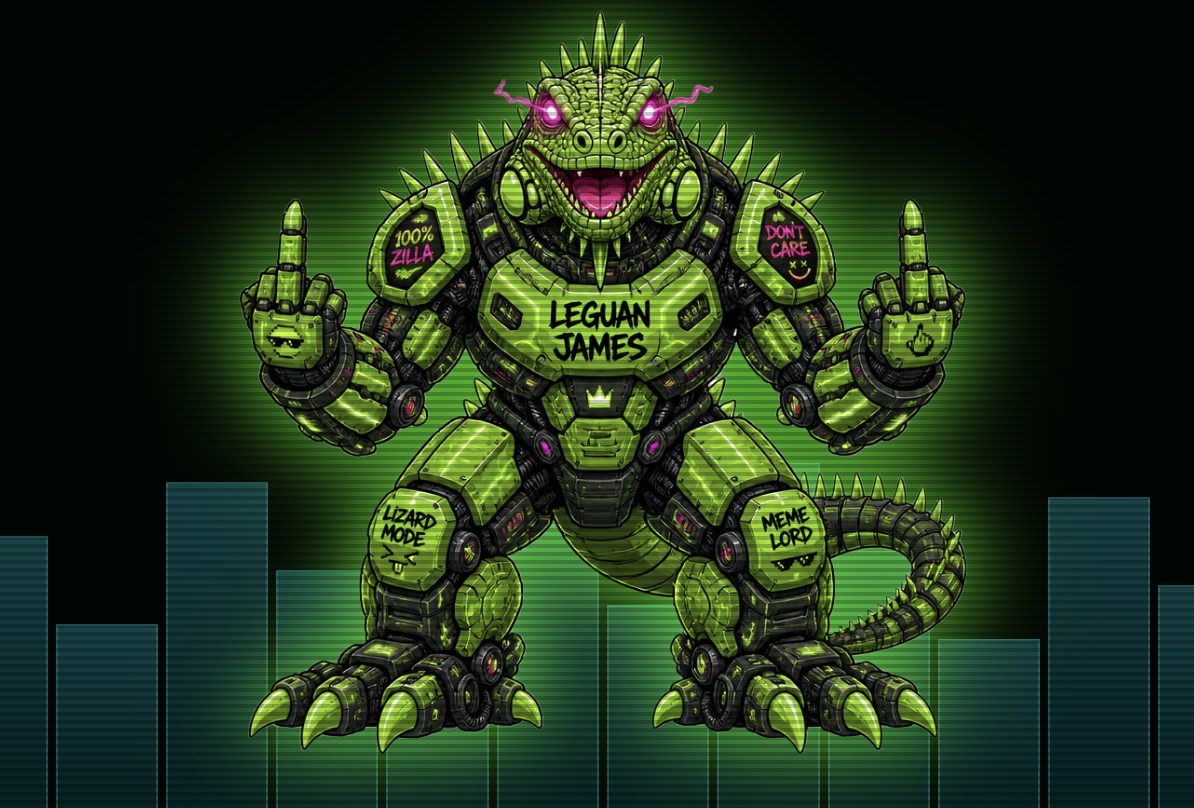 Leguan James, the giant mecha iguana mascot